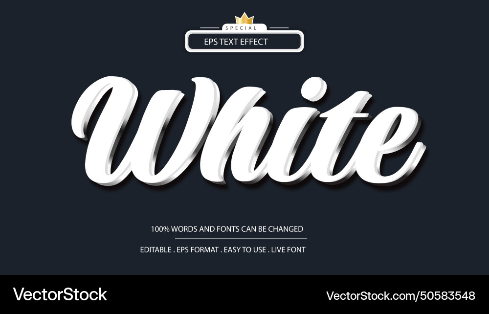 White text style effect 3d template Vector Image