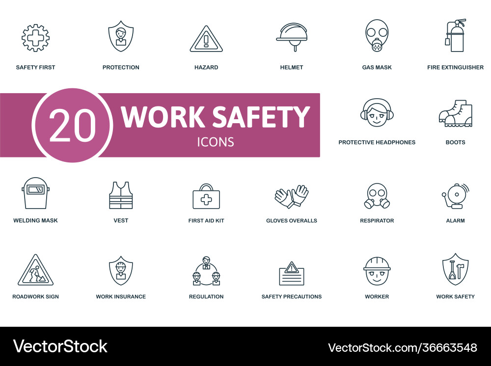 Work Safety Icon Set enthält editierbare Icons Work Safety Icon Set enthält editierbare Icons vektorbild