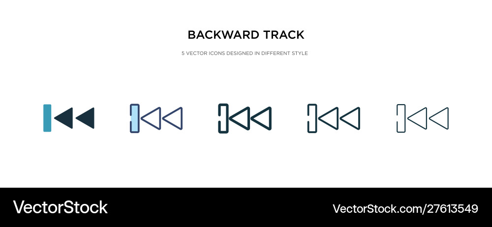 Backward track icon in different style two Backward track icon in different style two vector image