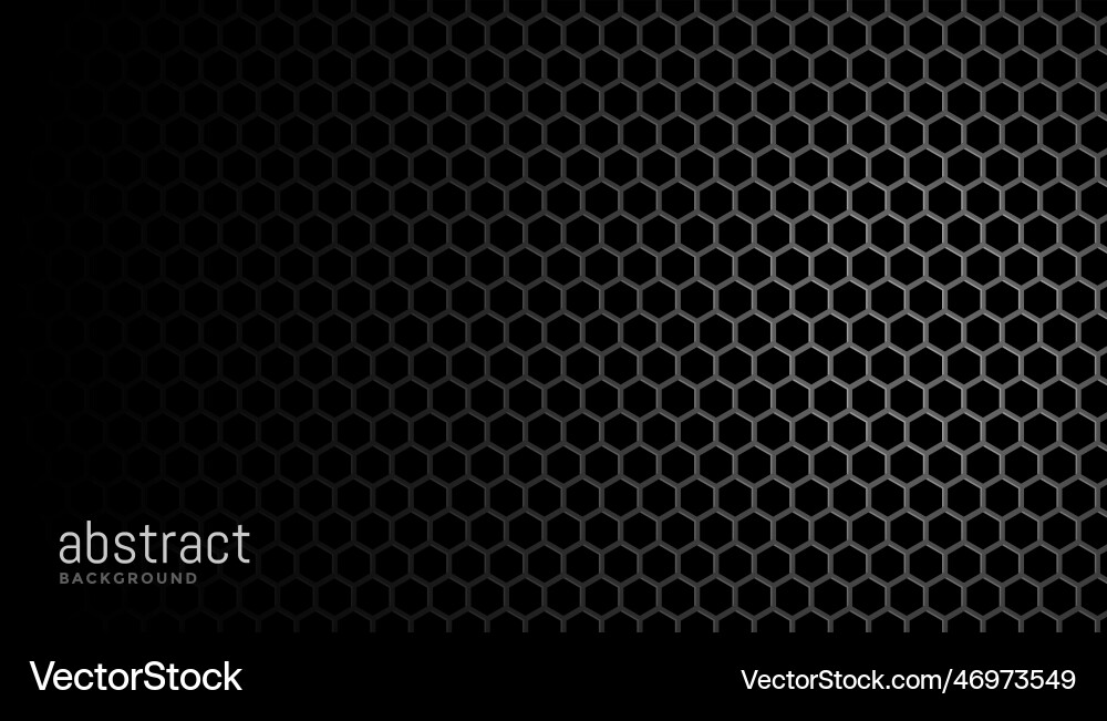 Black background with hexagonal mesh pattern Vector Image