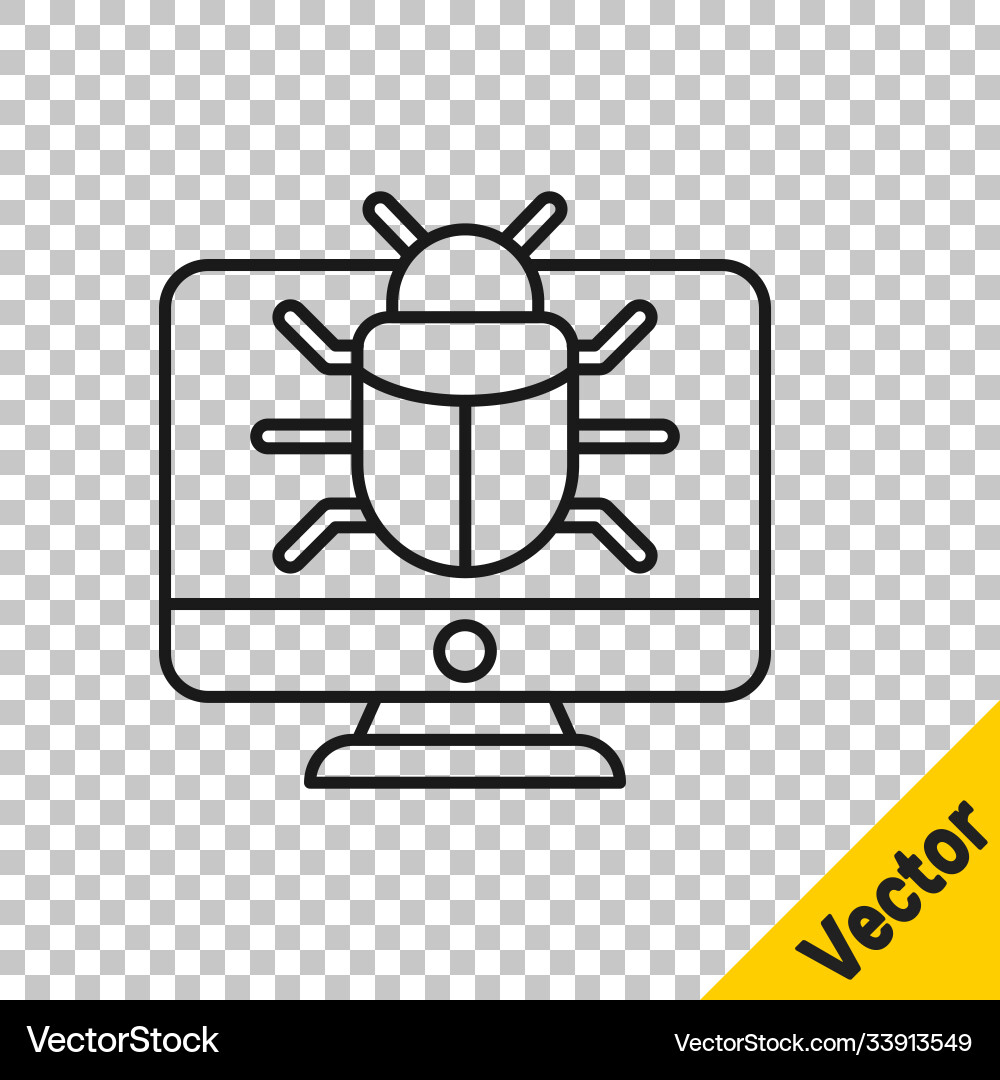 Black line system bug on monitor icon isolated Black line system bug on monitor icon isolated vector image