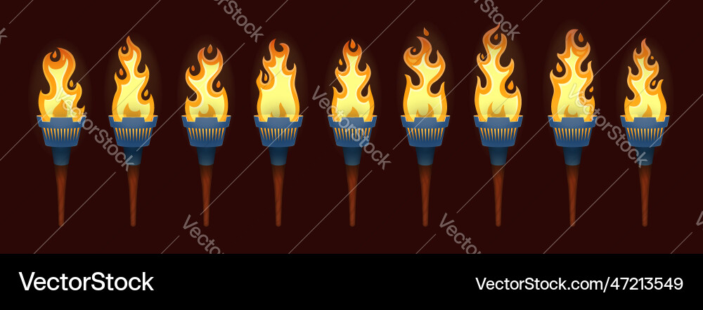Burning torch flame animation sequence or loop Burning torch flame animation sequence or loop vector image