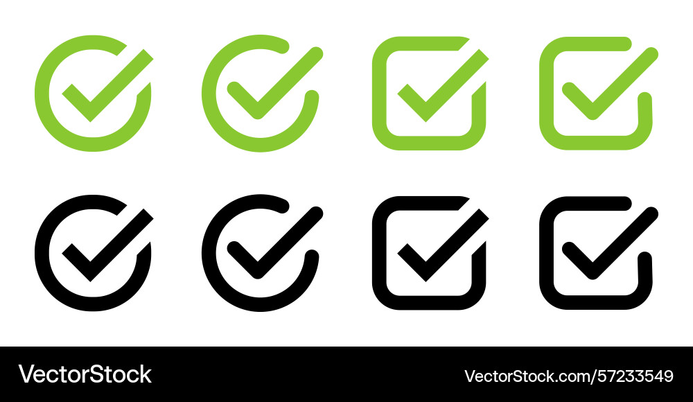Check mark icon set checkbox or approved symbol Vector Image