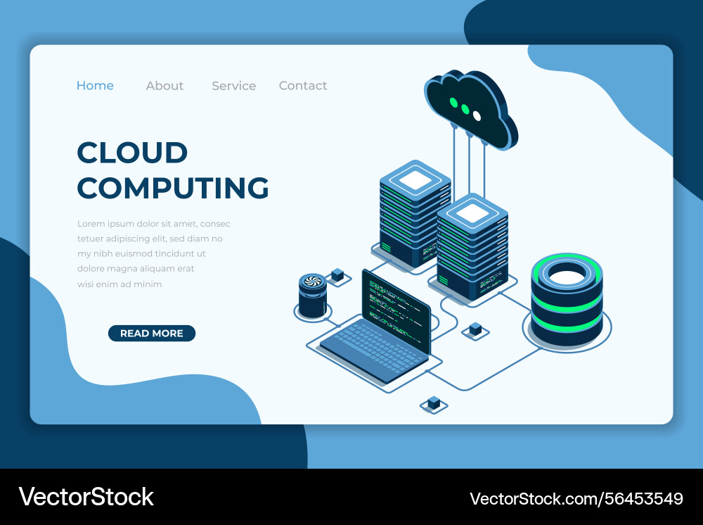 Cloud computing isometric landing page Vector Image