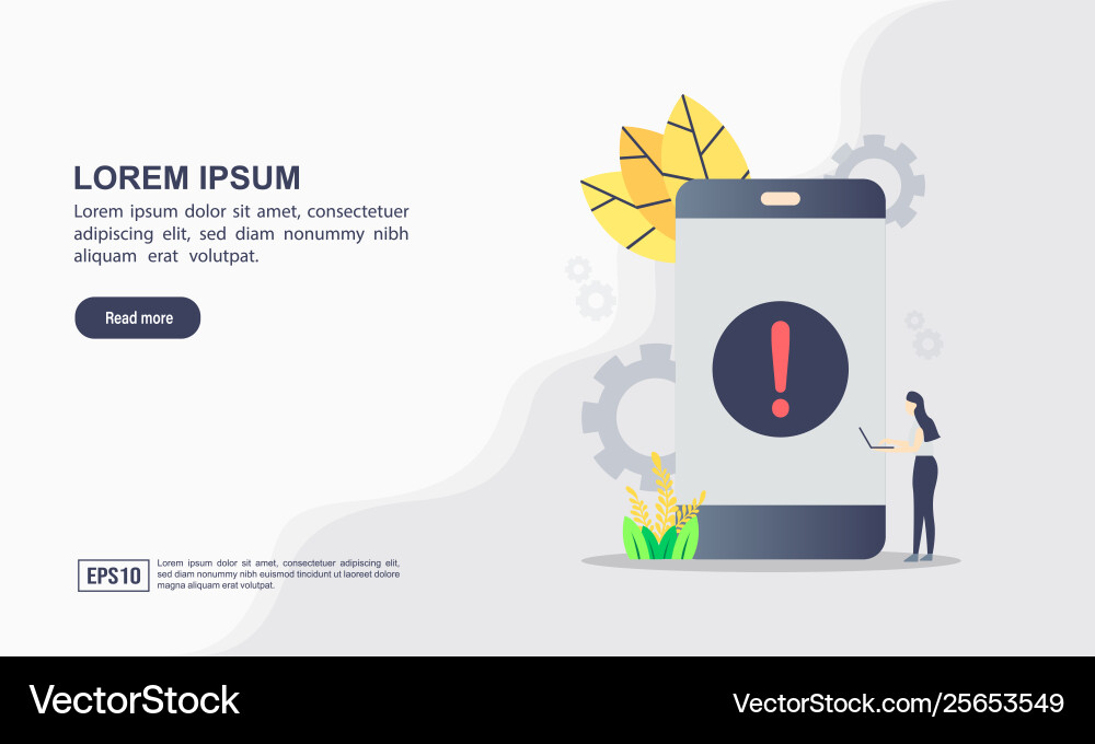 Concept application error attention message Concept application error attention message vector image
