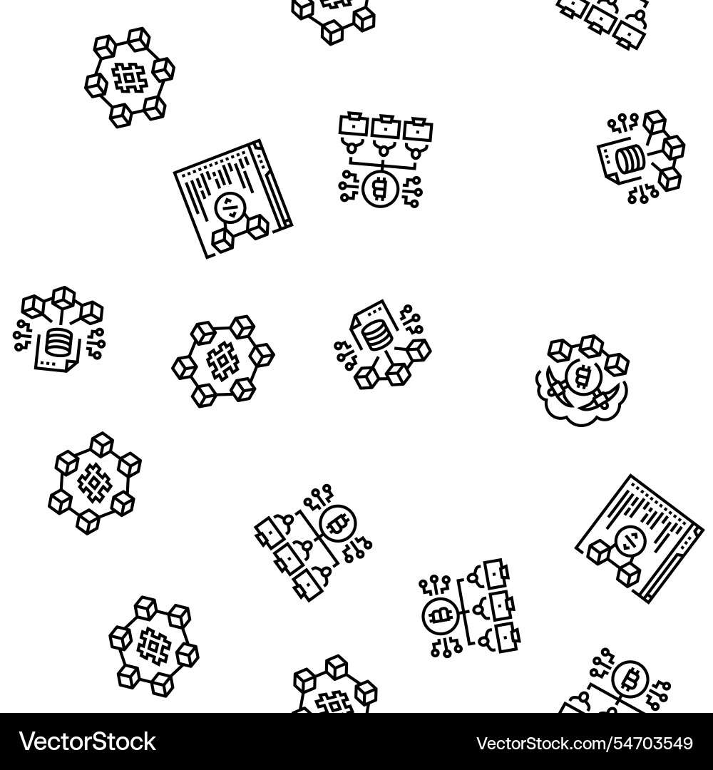 Cryptocurrency mining blockchain seamless pattern Vector Image