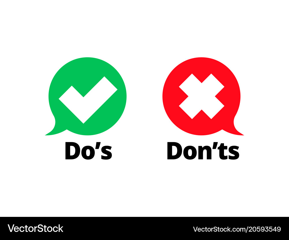 Do and dont check tick mark red cross icon vector image