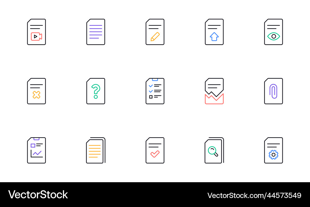 Document line icons report checklist vector image
