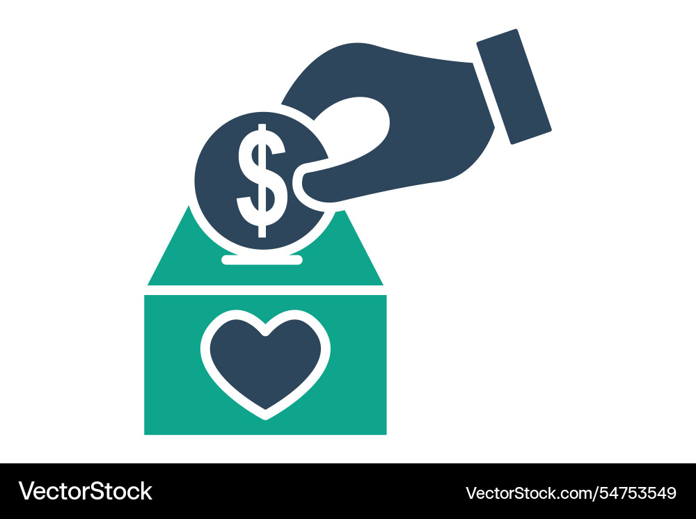 Donation icon solid style hand with charity Donation icon solid style hand with charity vector image
