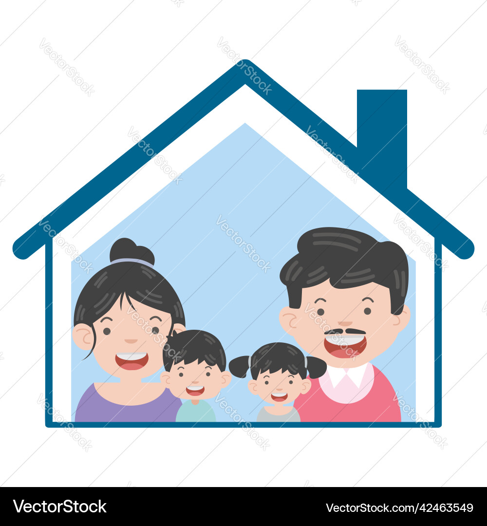 Family stay at home in self quarantine concept Family stay at home in self quarantine concept vector image