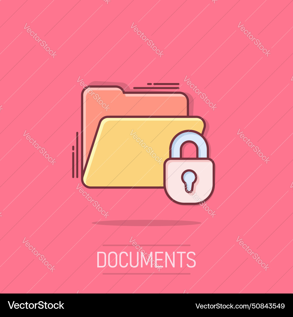 Files folder permission icon in comic style Files folder permission icon in comic style vector image