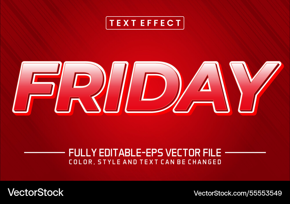 Friday red font text effect editable vector image