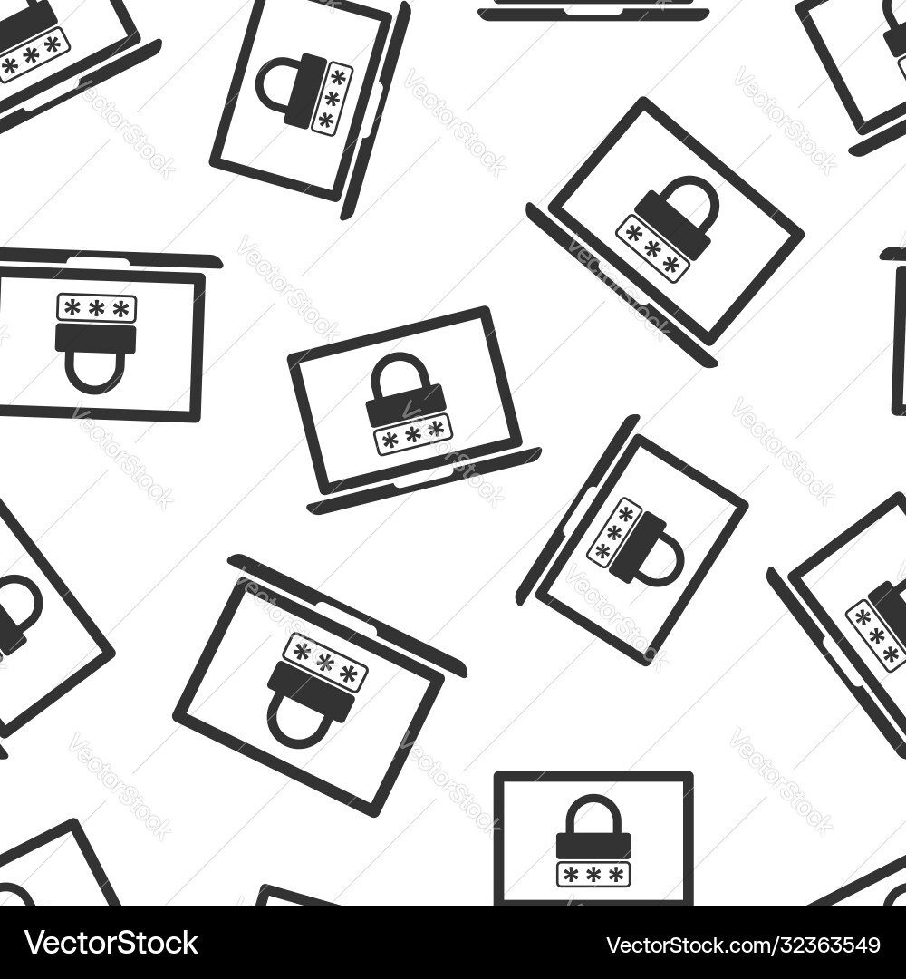 Laptop with password icon in flat style computer vector image