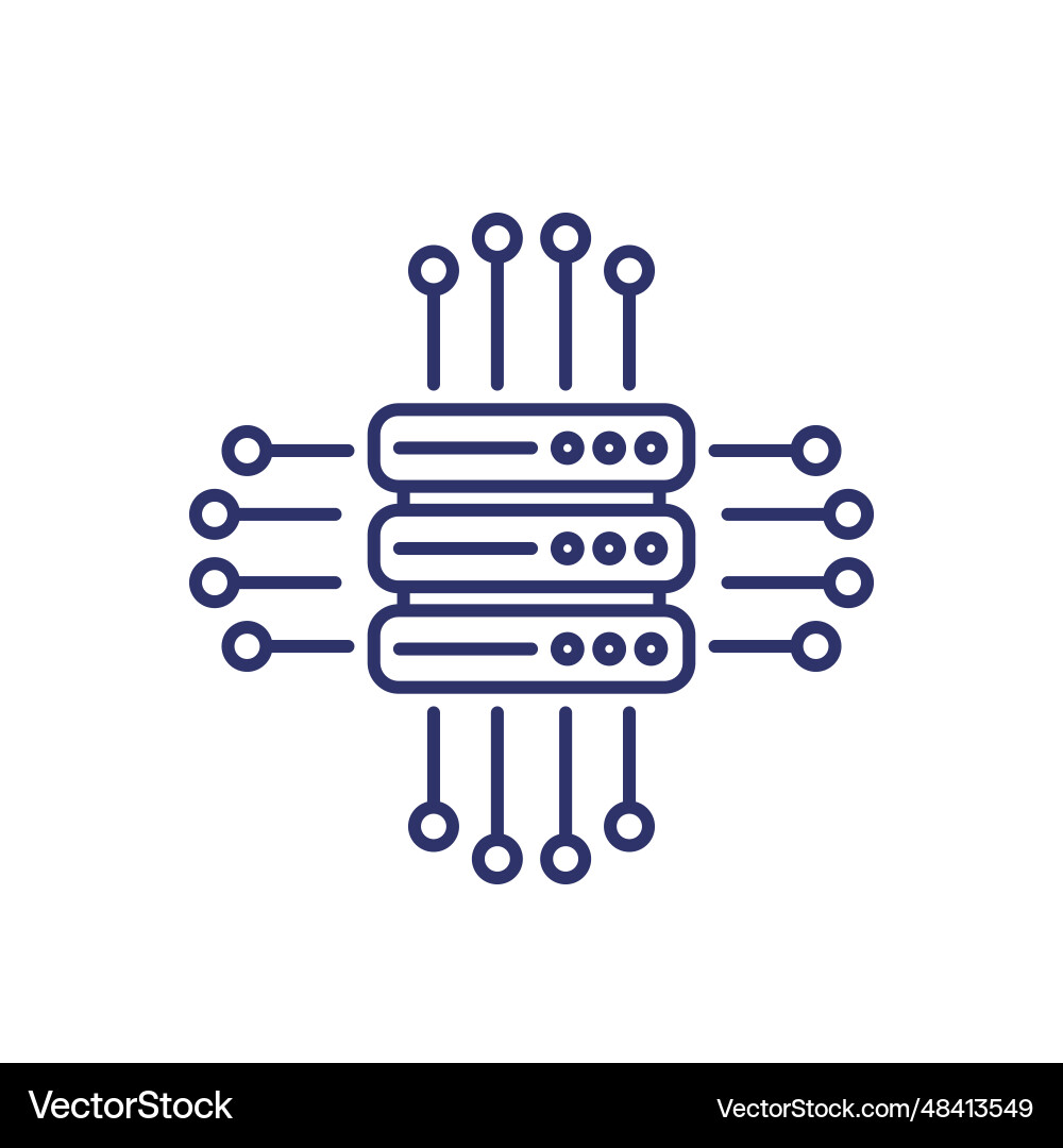 Mainframe server or hosting service line icon vector image