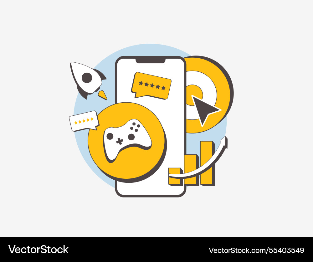 Mobile game marketing drives revenue Vector Image