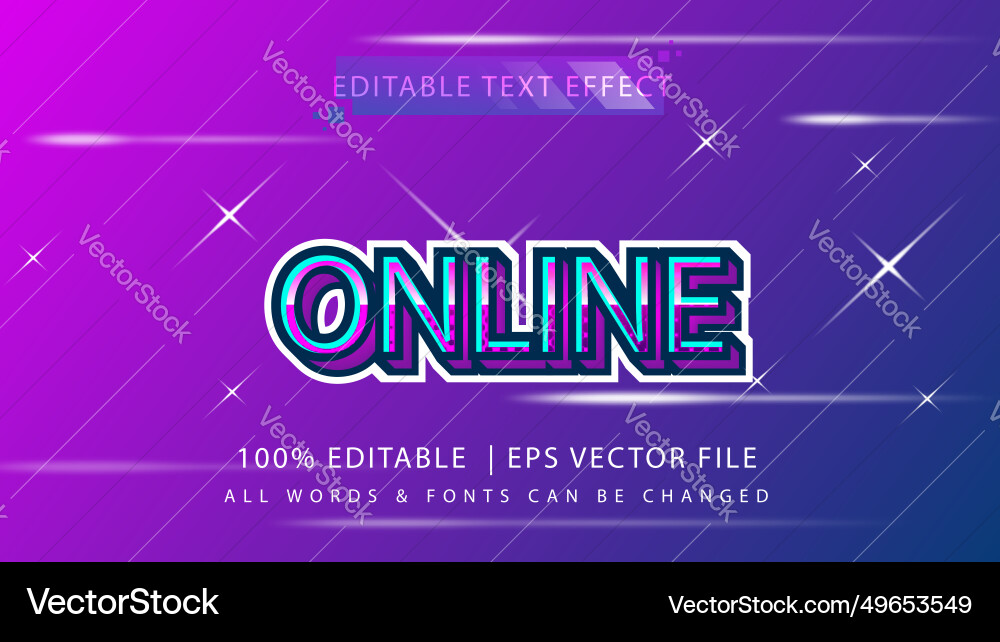 Online game shiny 3d text style effect editable Online game shiny 3d text style effect editable vector image