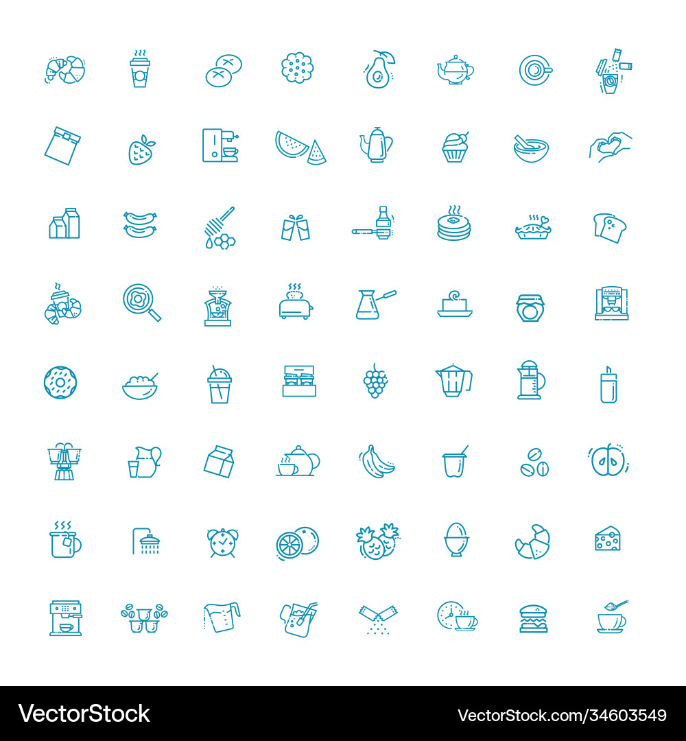 Outline breakfast flat icons Royalty Free Vector Image