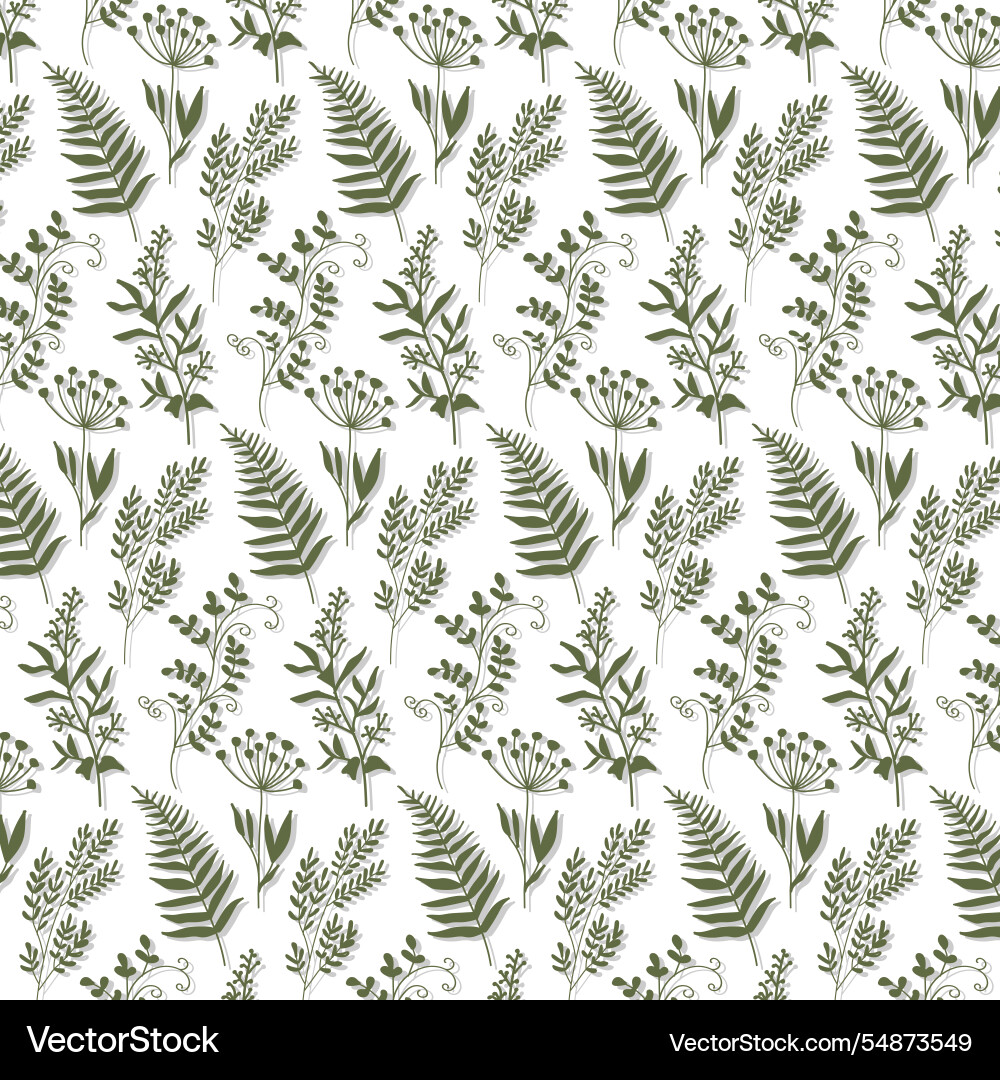 Pattern of green herbs Vector Image