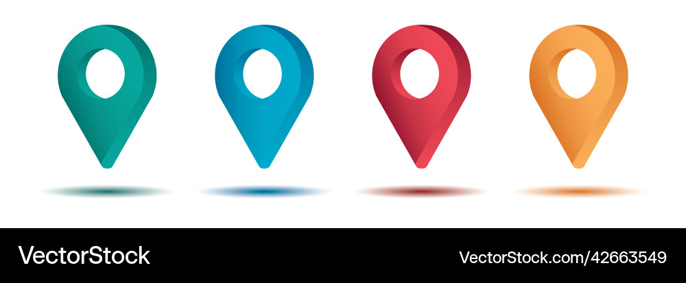 Set color maping pin location 3d icons Set color maping pin location 3d icons vector image