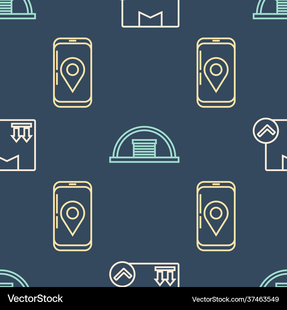 Set line package box with check mark mobile Set line package box with check mark mobile vector image