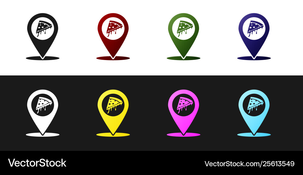 Set map pointer with fast food slice pizza icon Set map pointer with fast food slice pizza icon vector image