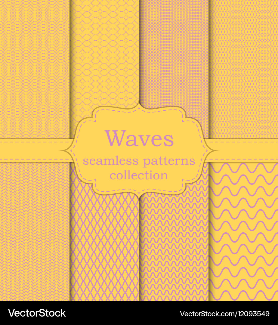 Set of seamless patterns waves vector image
