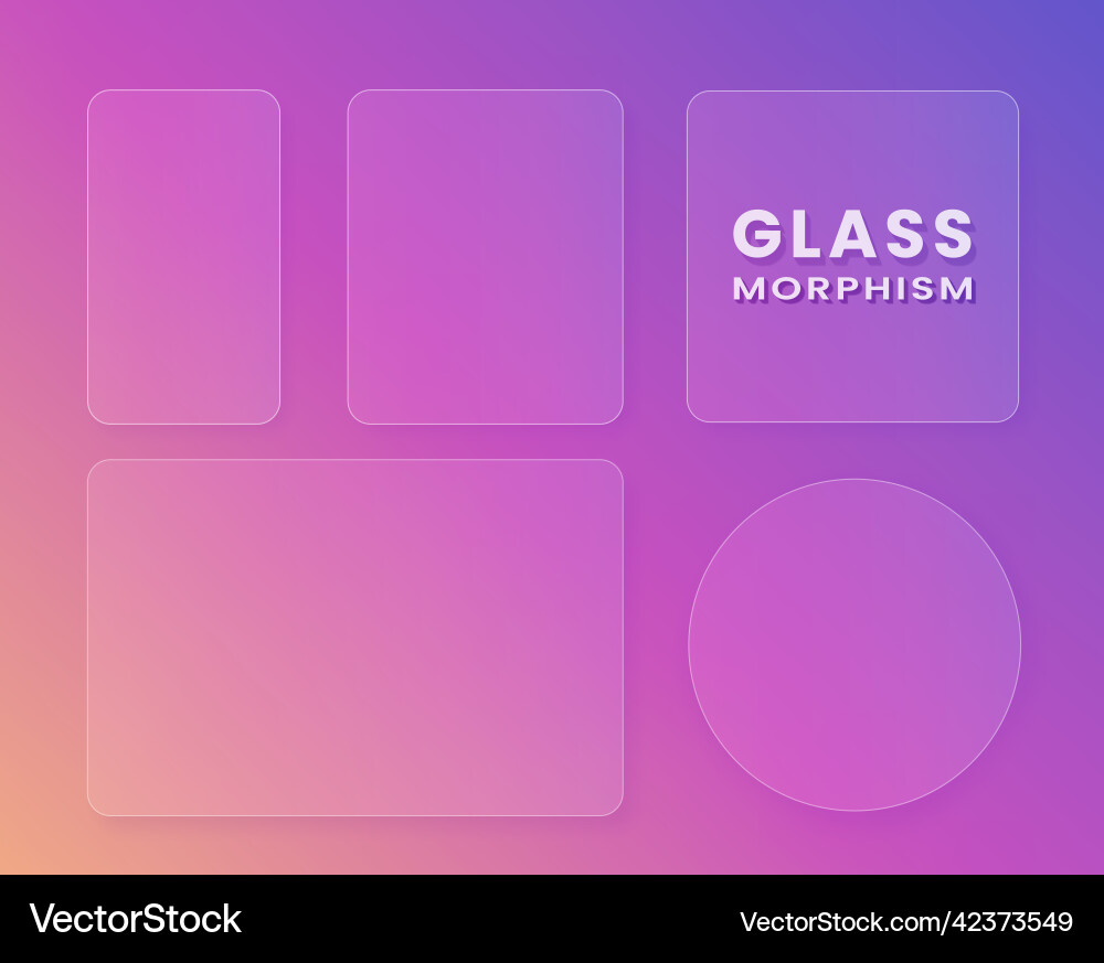 Set of transparent frames in glass morphism style Vector Image