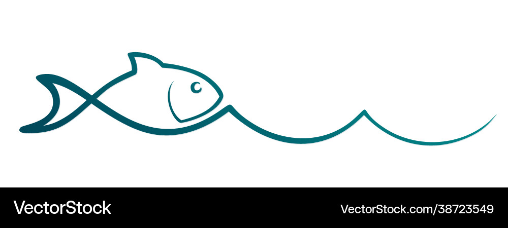 Single Line Fish Icon Vector Image
