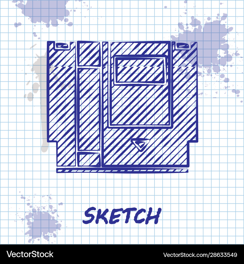 Sketch line cartridge for retro game console icon Sketch line cartridge for retro game console icon vector image