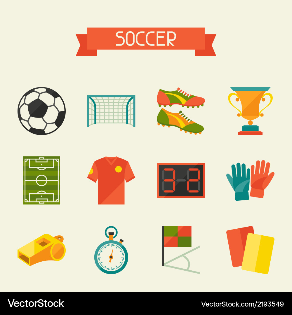 Soccer Icon Set - Flat Style Vector Image