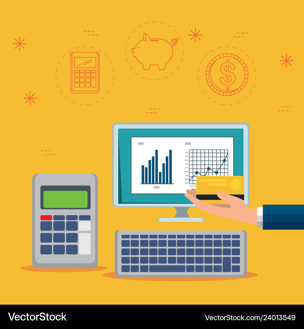 Statistische Bar mit Computer und Datentelefon Statistische Bar mit Computer und Datentelefon Vektorbild