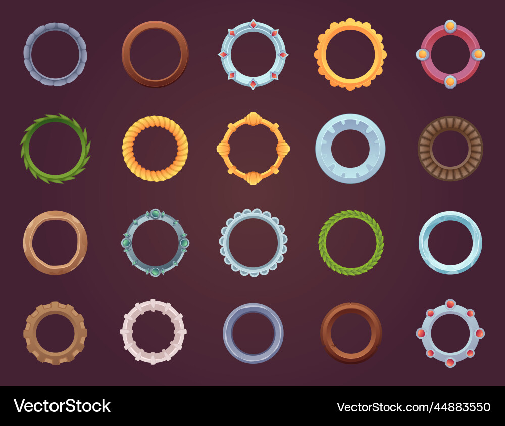 Circle form for game gui kit frames Circle form for game gui kit frames vector image