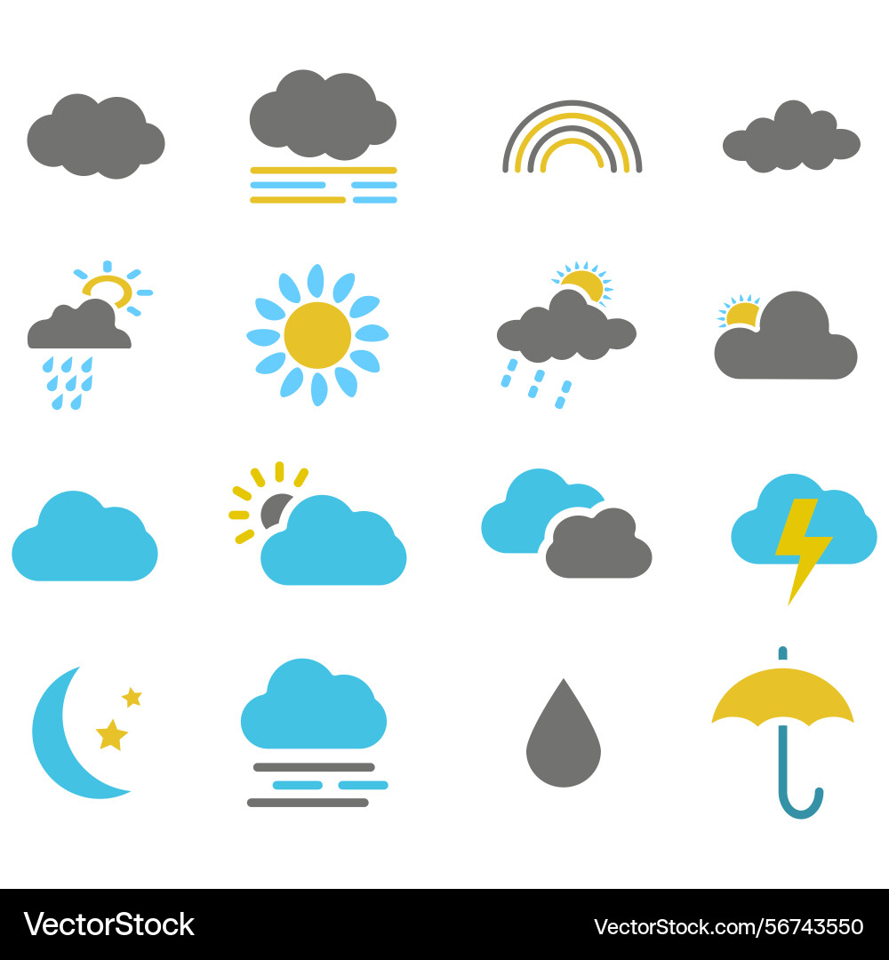 Clouds icons set of in different form Vector Image