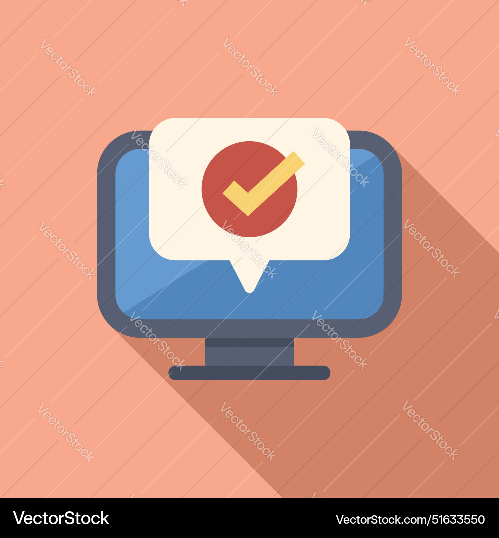 Computer showing check mark in speech bubble Vector Image