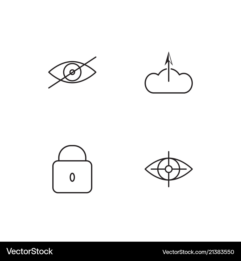 Cyber security linear icons set simple outline vector image