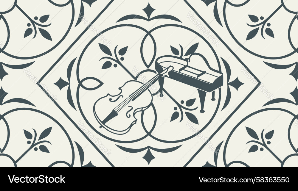 Elegant Tile Pattern with Pen Motif Vector Image