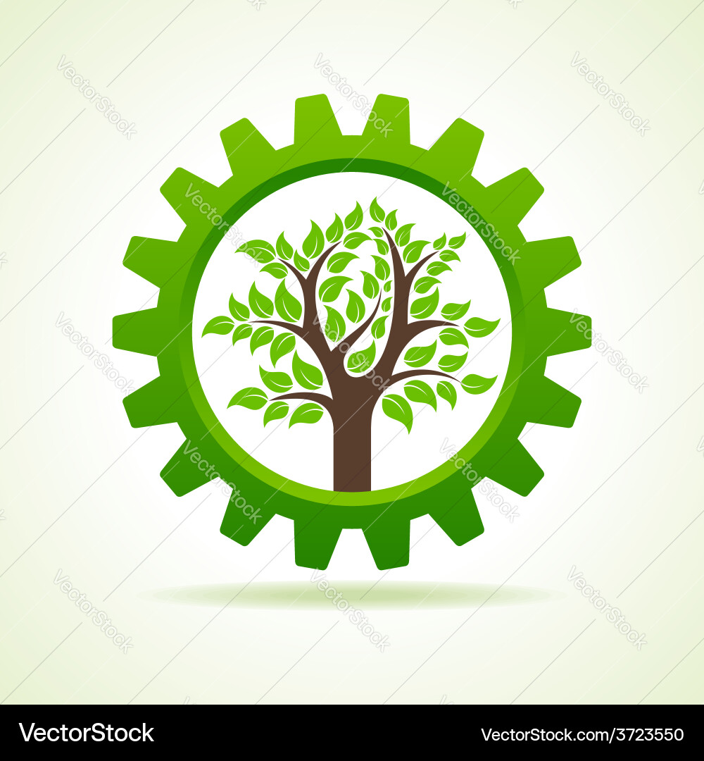 Gear with Tree Symbol Vector Image