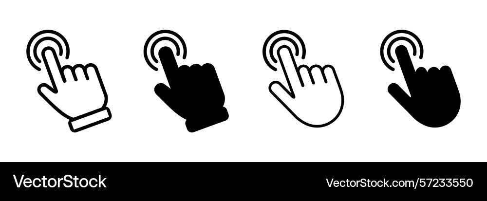 Hand click cursor icons icon set Hand click cursor icons icon set vector image