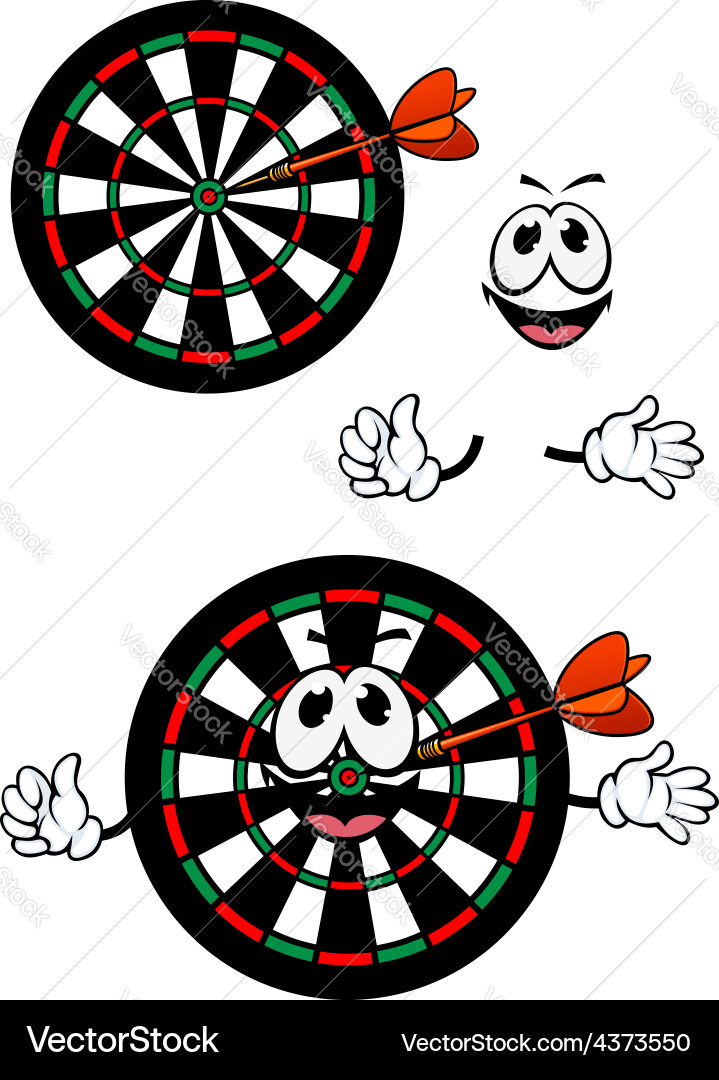 Happy cartoon colorful darts target character Vector Image