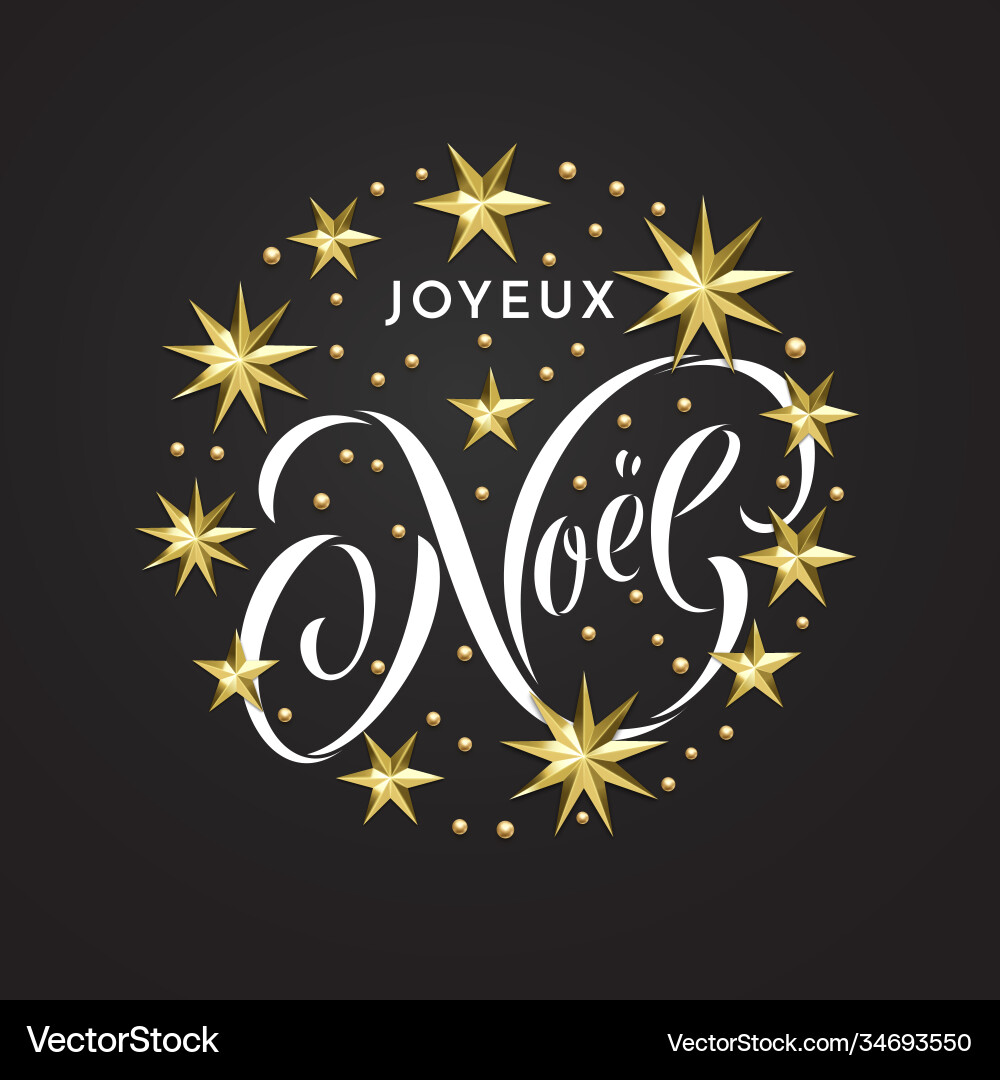 Joyeux noel french merry christmas golden star Joyeux noel french merry christmas golden star vektorbild