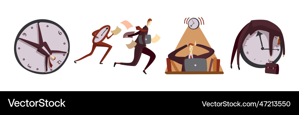 Man office worker with clock as time management vector image