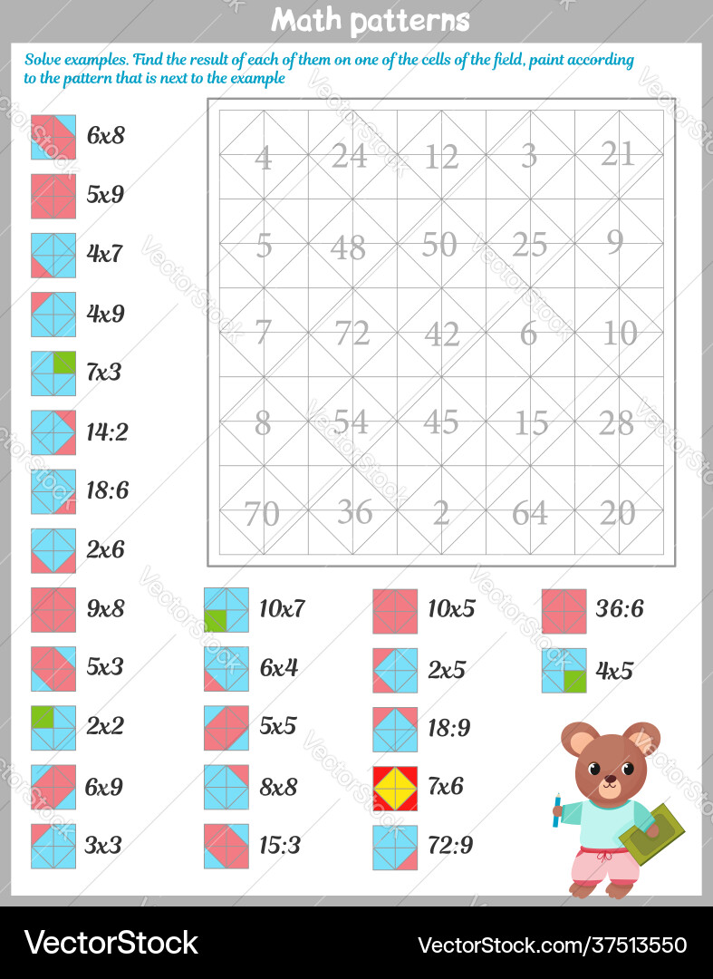 Mathematik Muster Arbeitsblatt Mathematik Muster Arbeitsblatt vektorbild