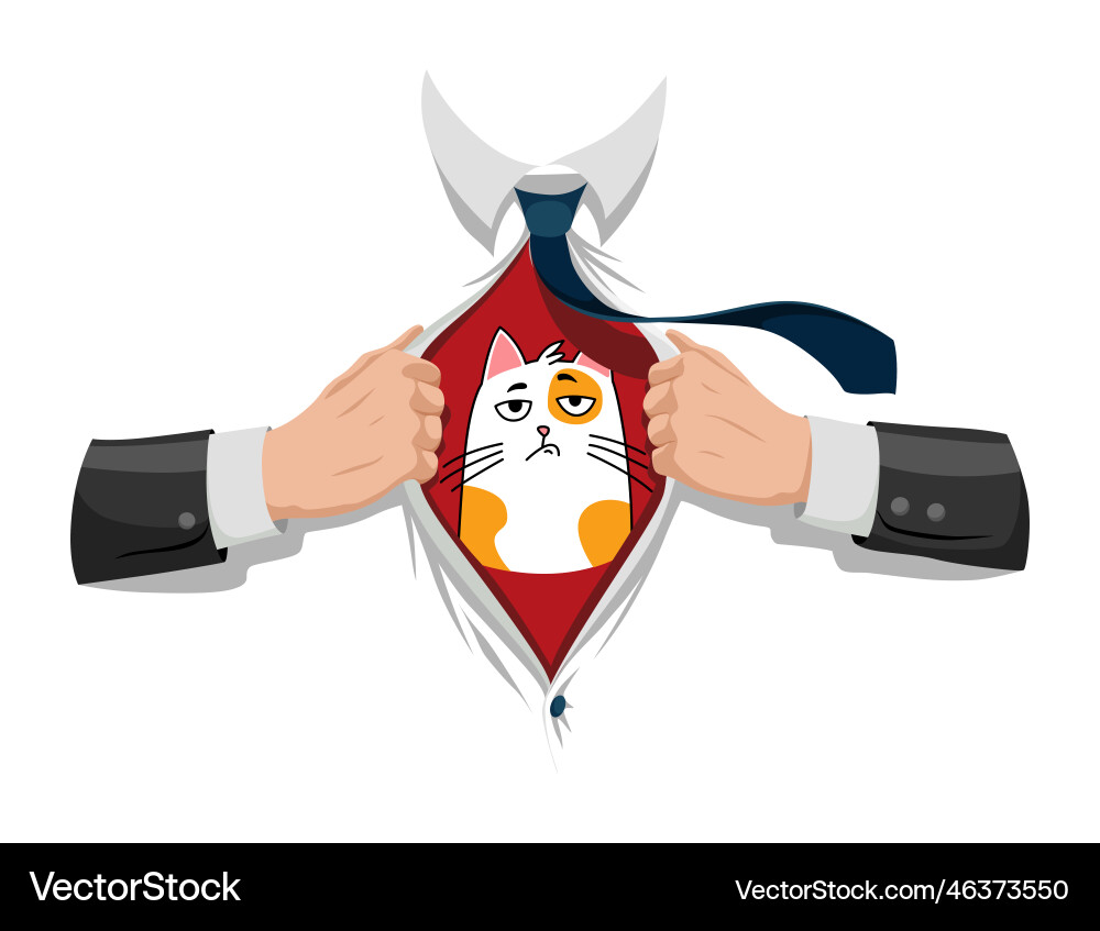 Opening shirt superhero office worker Opening shirt superhero office worker vector image