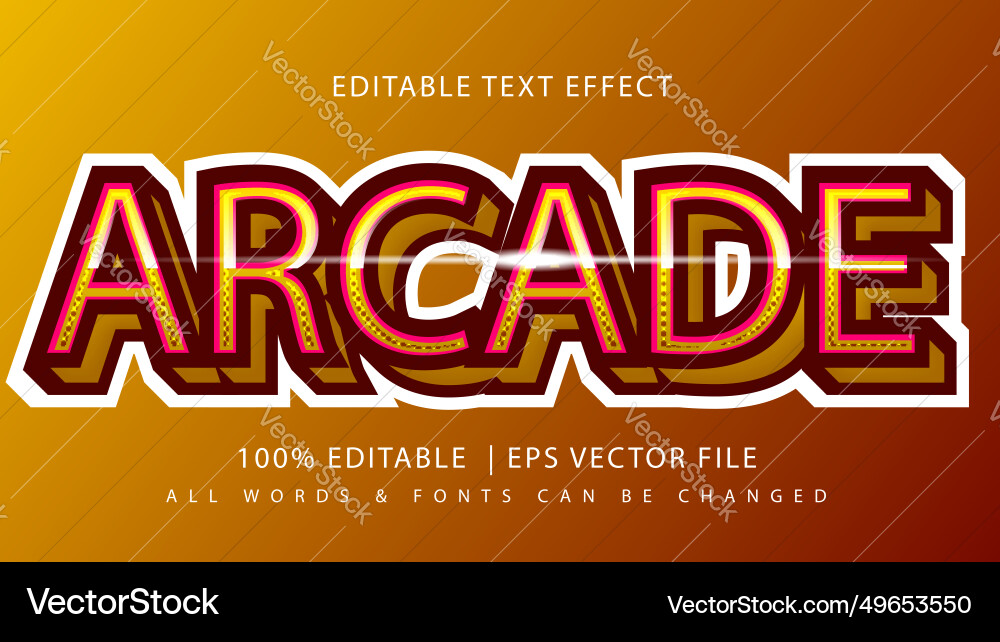 Retro Arcade Text Effect - 3D Style vector image