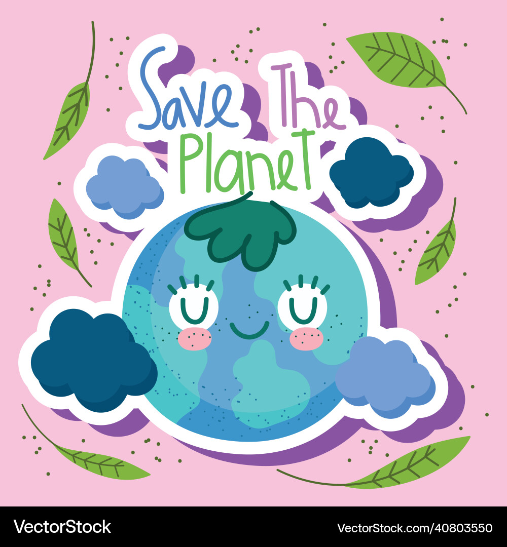Save the planet cute map Vector Image