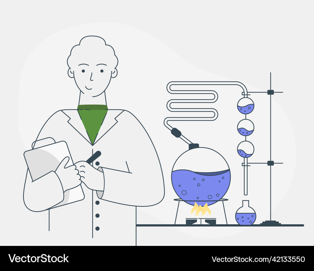 Scientist doing experiment in lab Scientist doing experiment in lab Vector Image