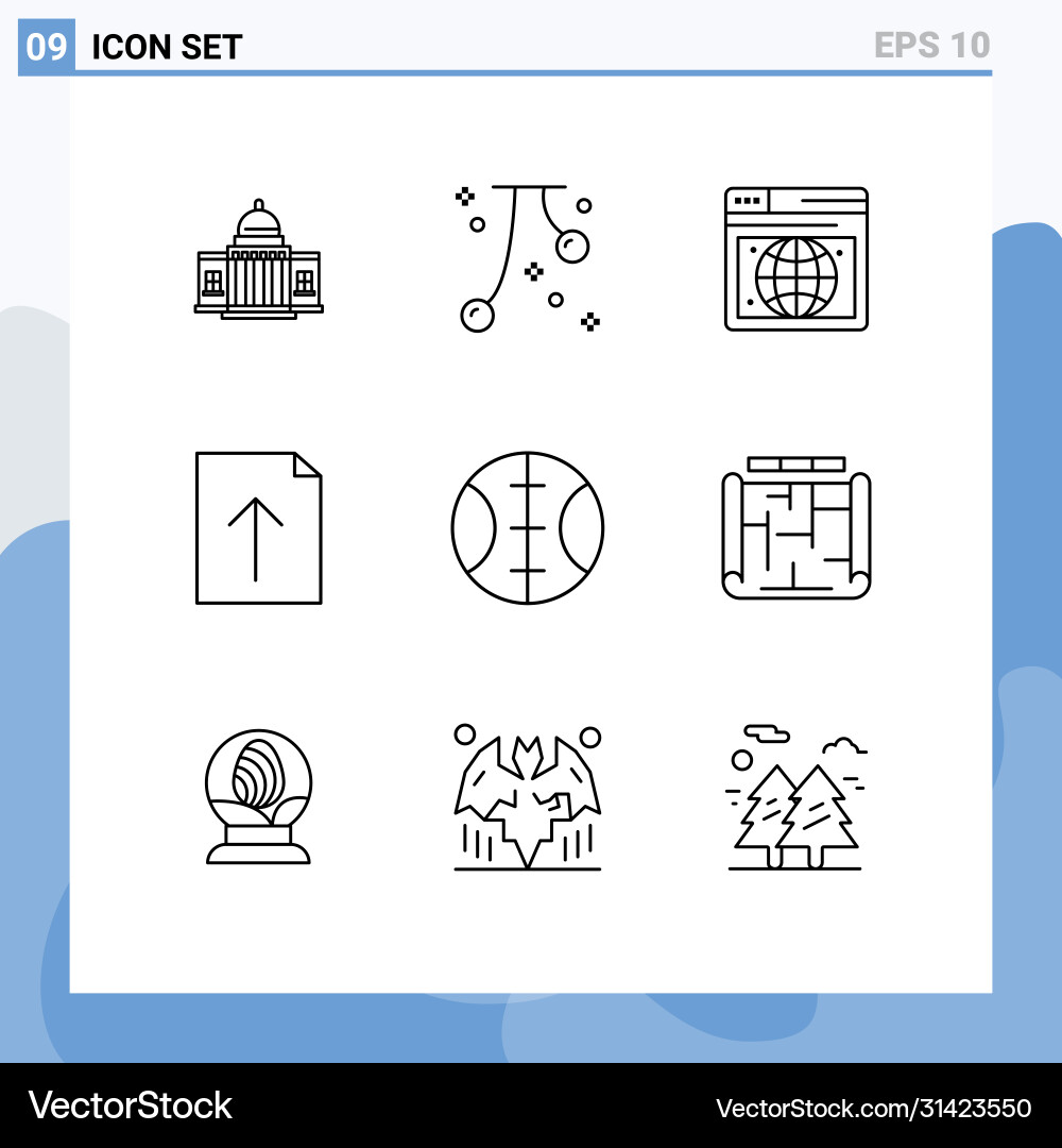 Set 9 modern ui icons symbols signs for upload vector image