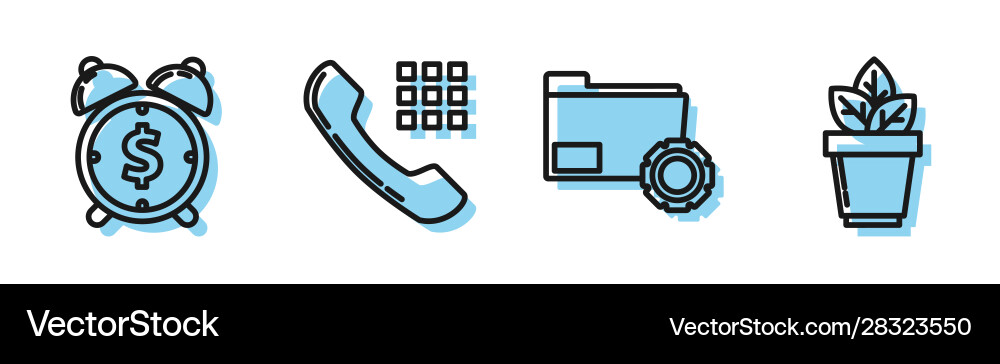 Set line folder settings with gears alarm clock Set line folder settings with gears alarm clock vector image