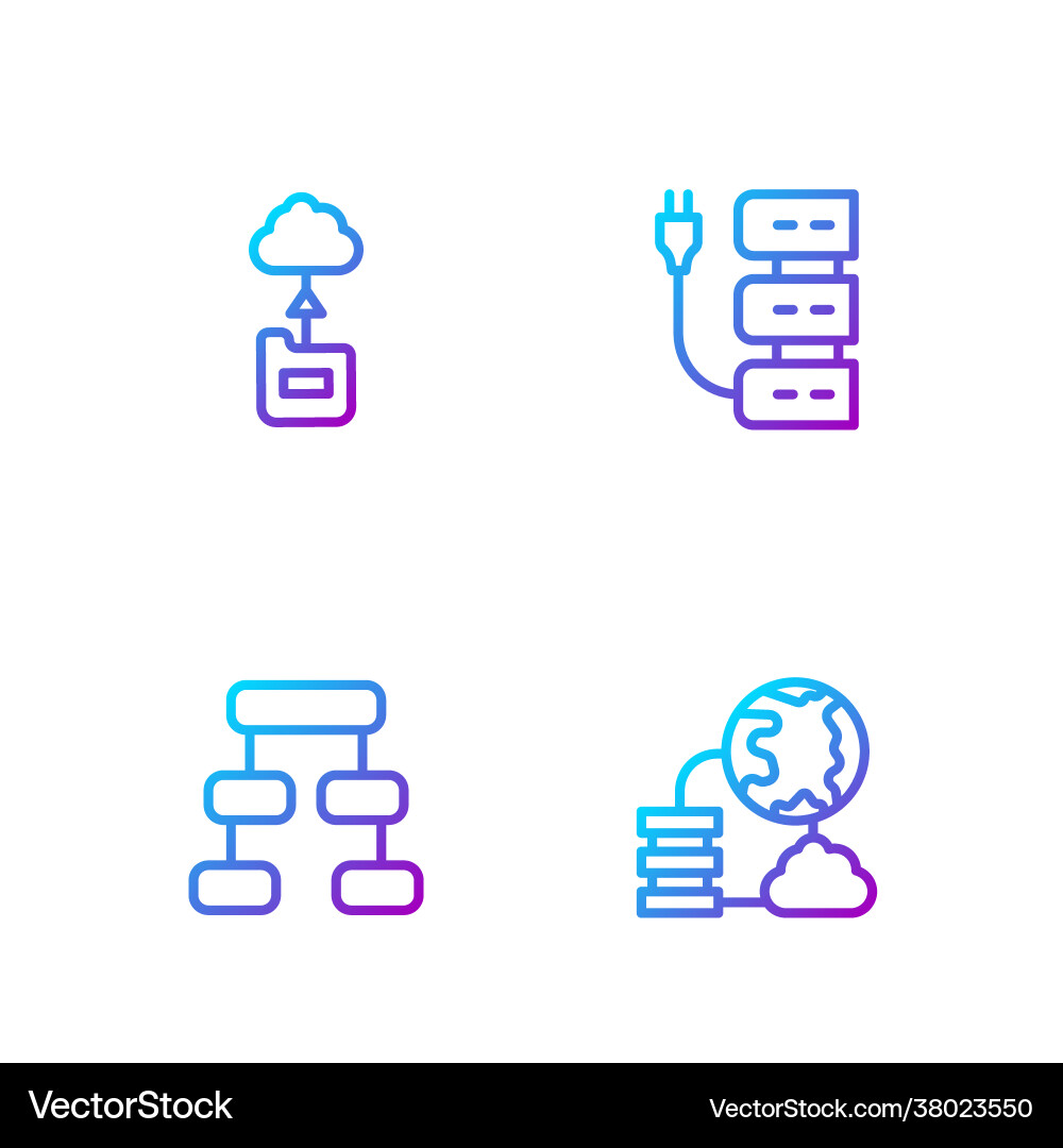 Set line network cloud connection hierarchy Set line network cloud connection hierarchy vector image