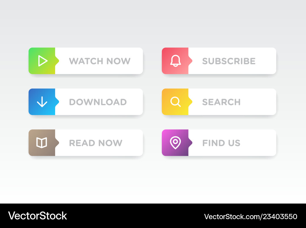 Set of colorful clean style buttons modern Set of colorful clean style buttons modern vector image